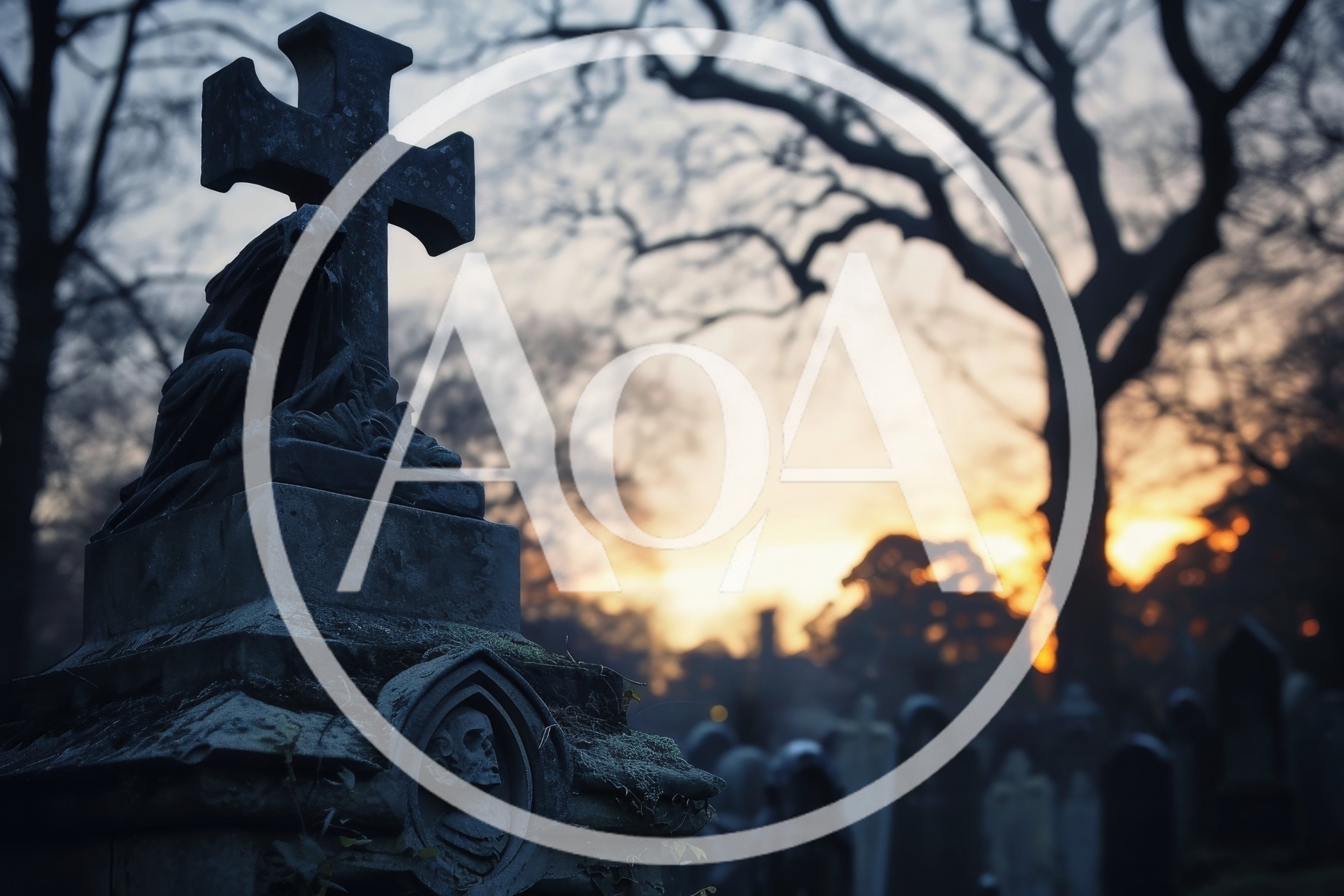 Stone Cross Grave Marker In A Moody Cemetery