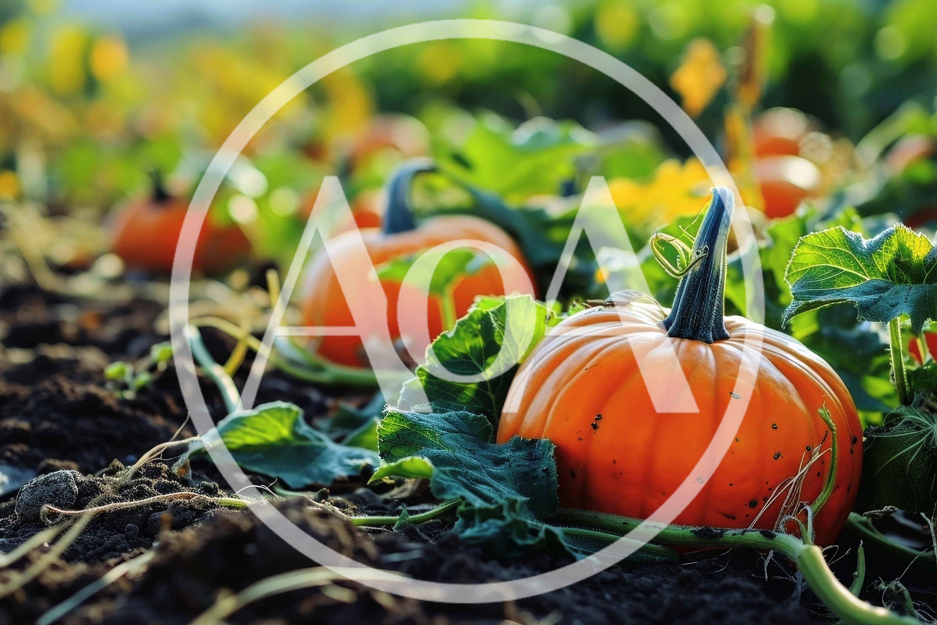 Orange Pumpkins Growing In A Sunny Field