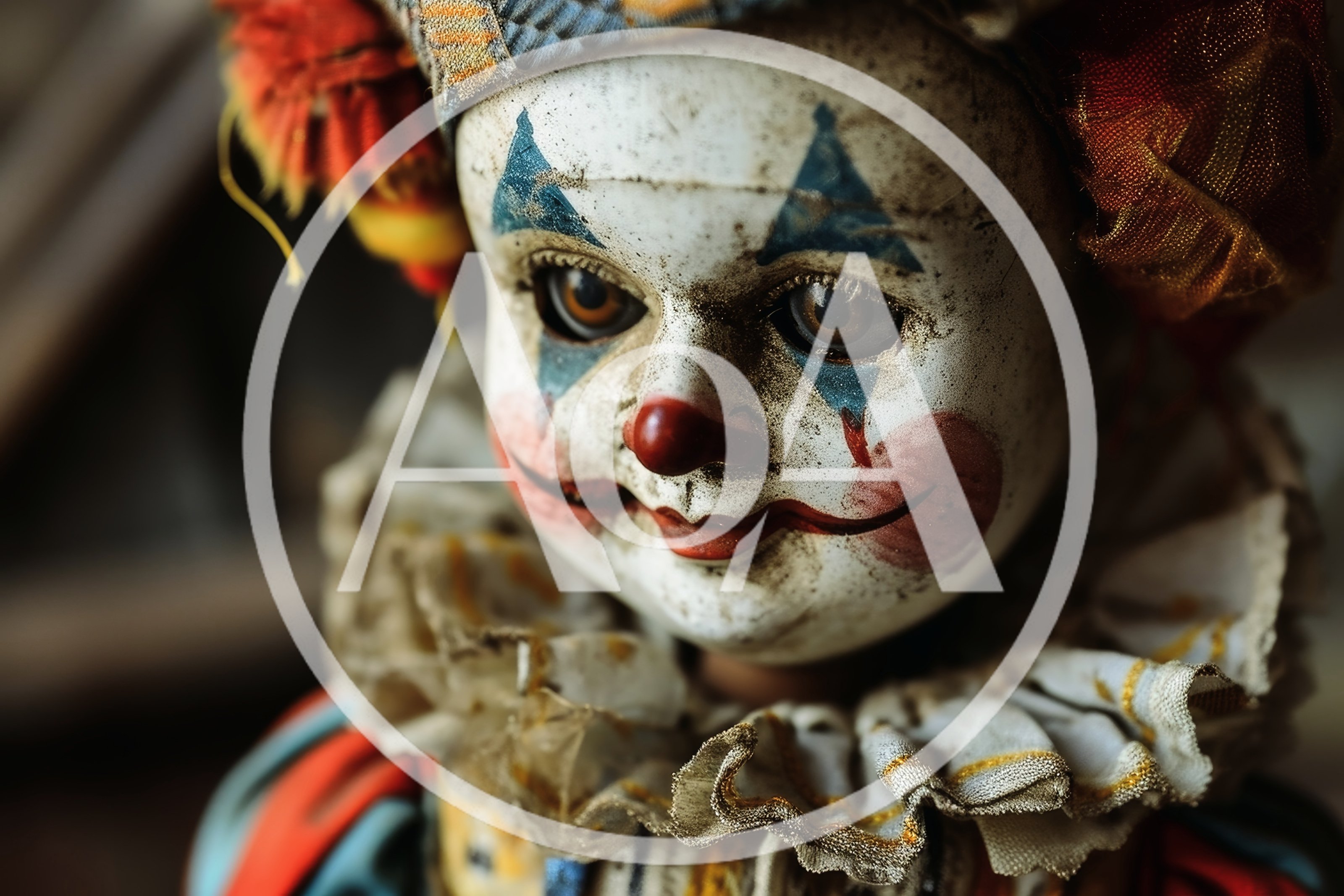 Close Up Of A Vintage Creepy Clown Doll