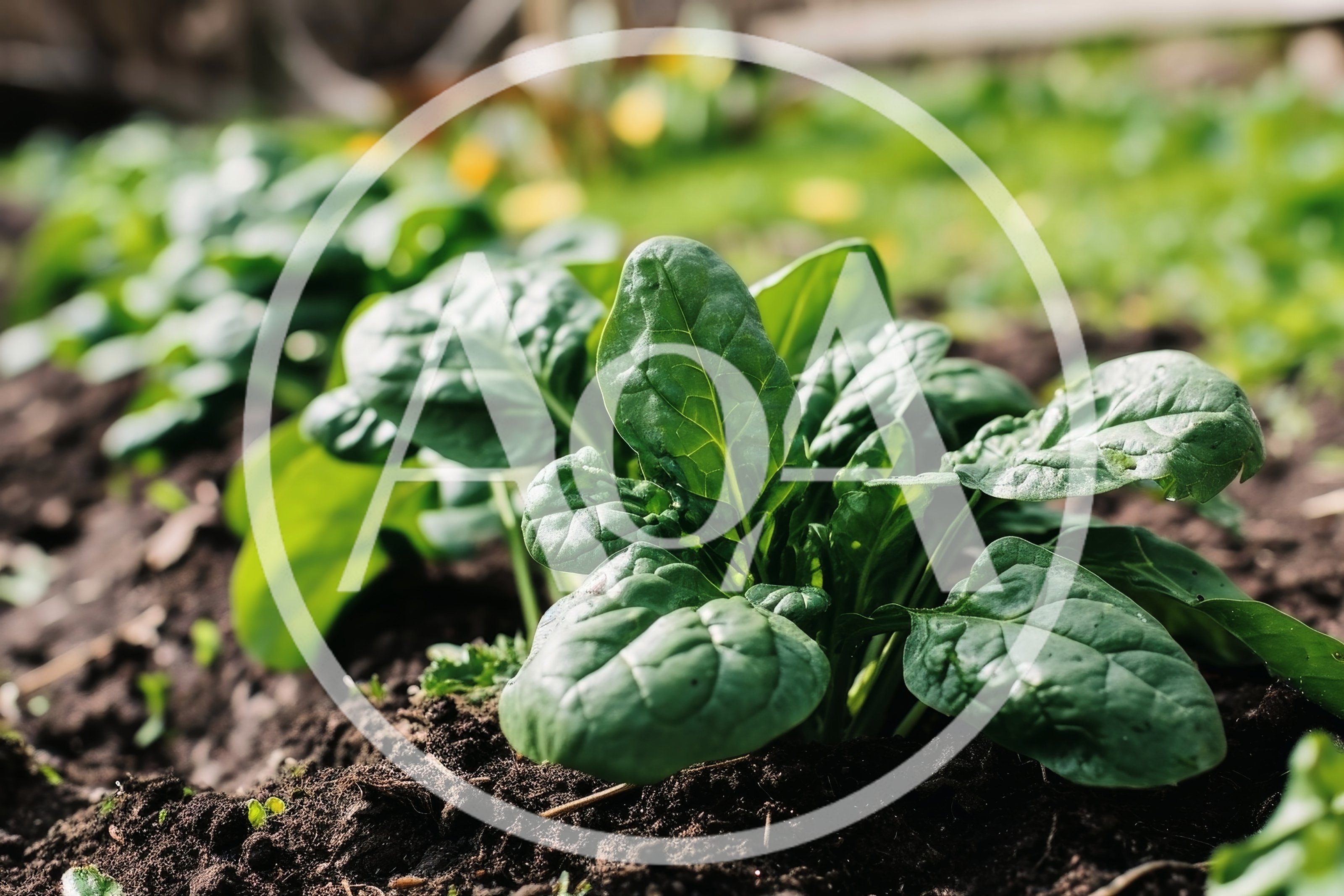 Fresh Spinach Plants Growing In A Garden Bed