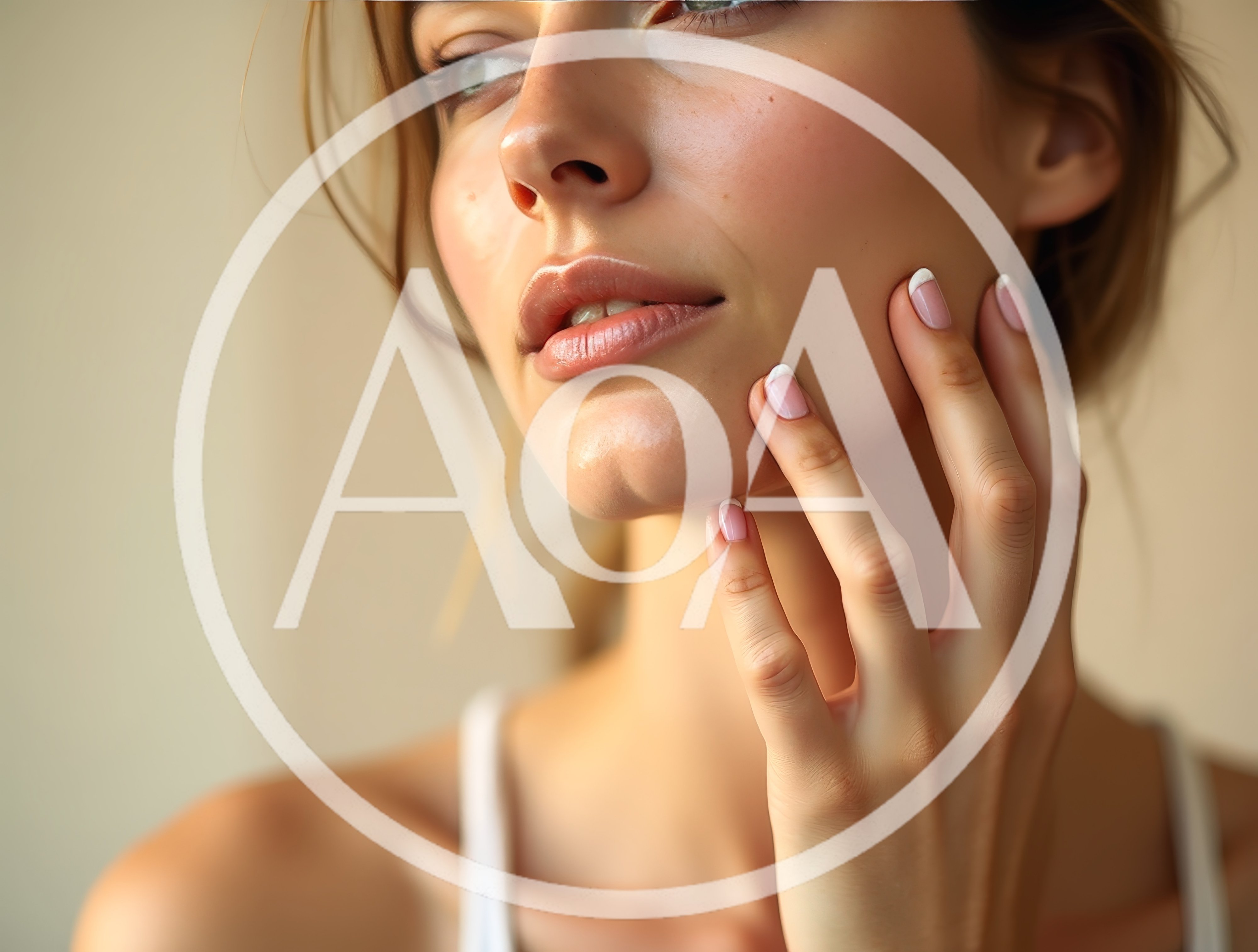 Young Woman Touching Her Face With Manicured Fingers