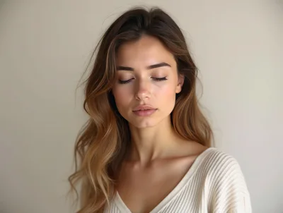 Portrait Of A Young Woman With Closed Eyes