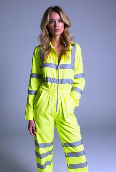 Woman Wearing High Visibility Safety Coveralls