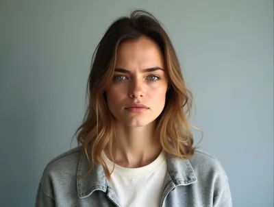 Portrait Of A Young Woman With Serious Expression