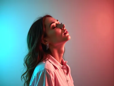Portrait Of A Woman With Dual Tone Lighting