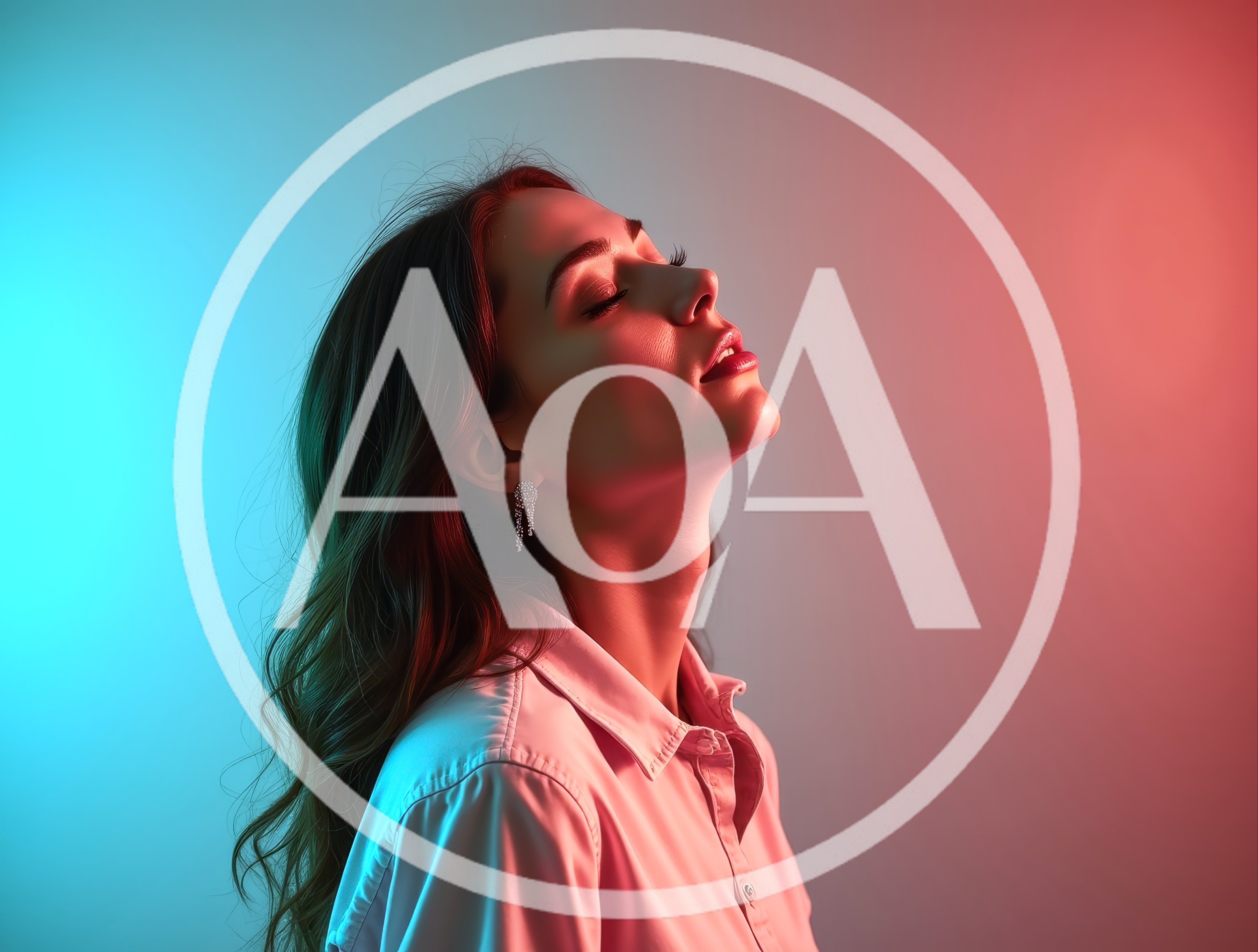 Portrait Of A Woman With Dual Tone Lighting