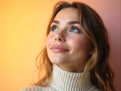 Portrait Of A Young Woman Looking Upwards