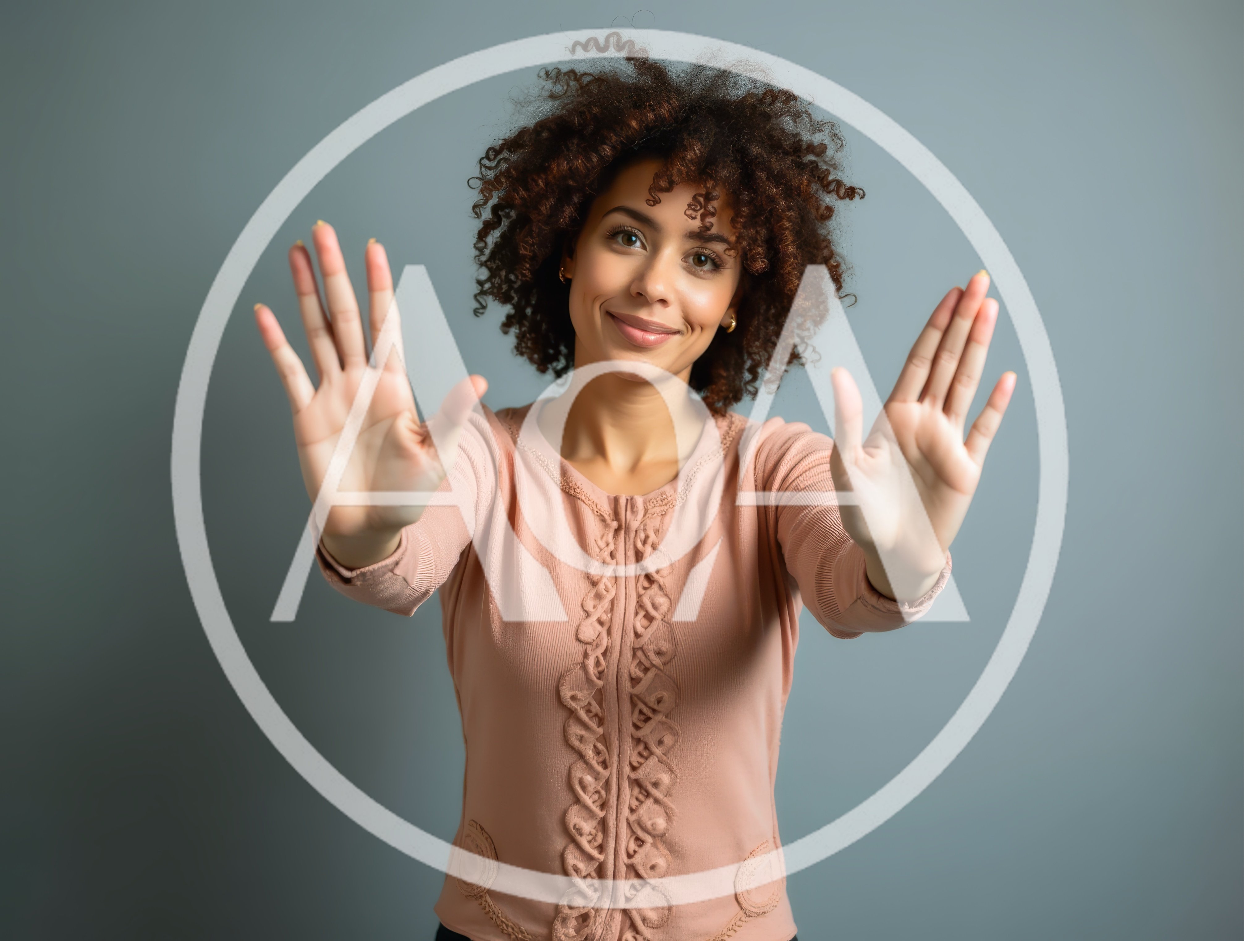 Young Woman With Curly Hair Making A Stop Gesture