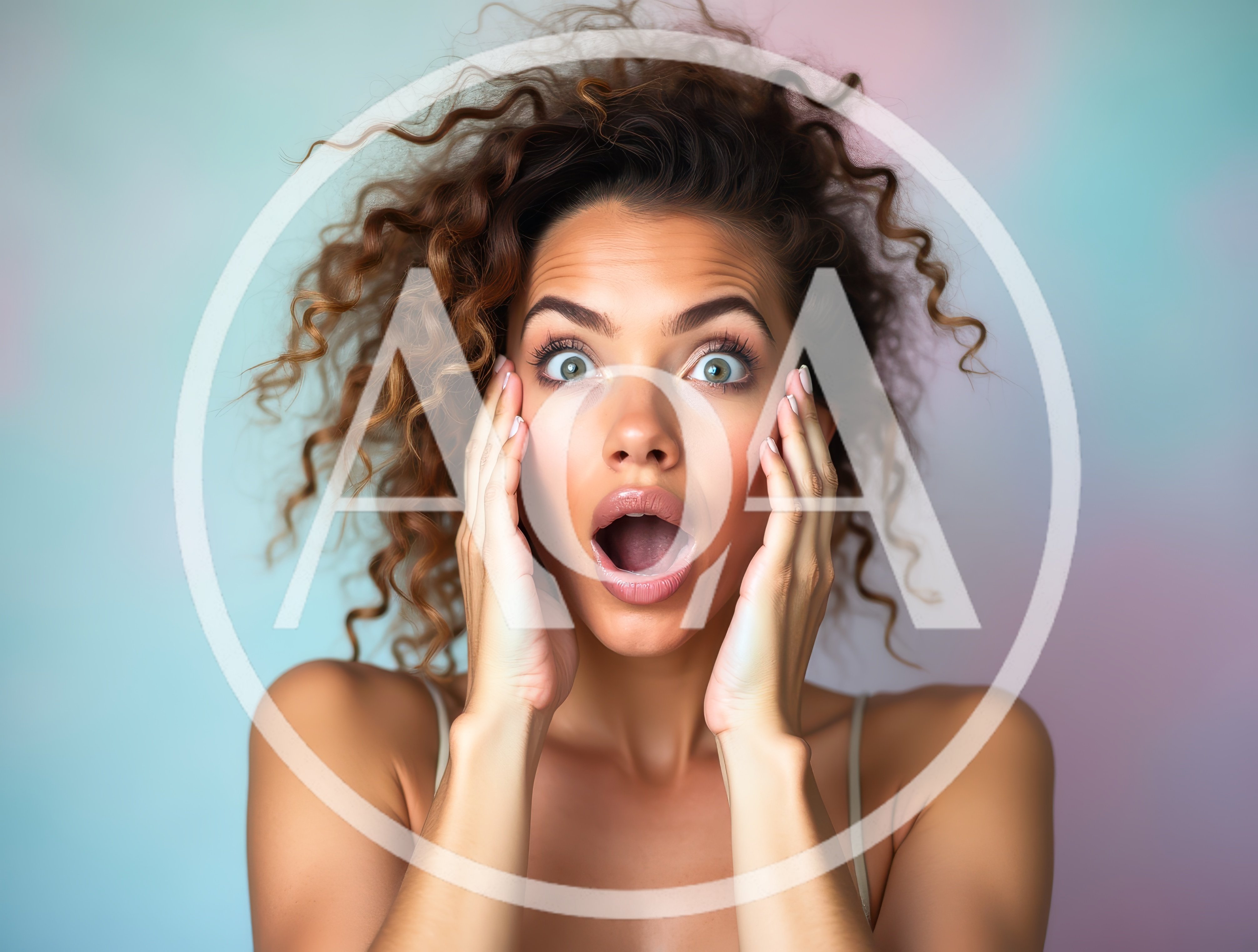 Surprised Young Woman With Curly Hair Expressing Shock