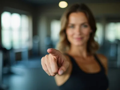 Woman Pointing Directly At Camera In Gym