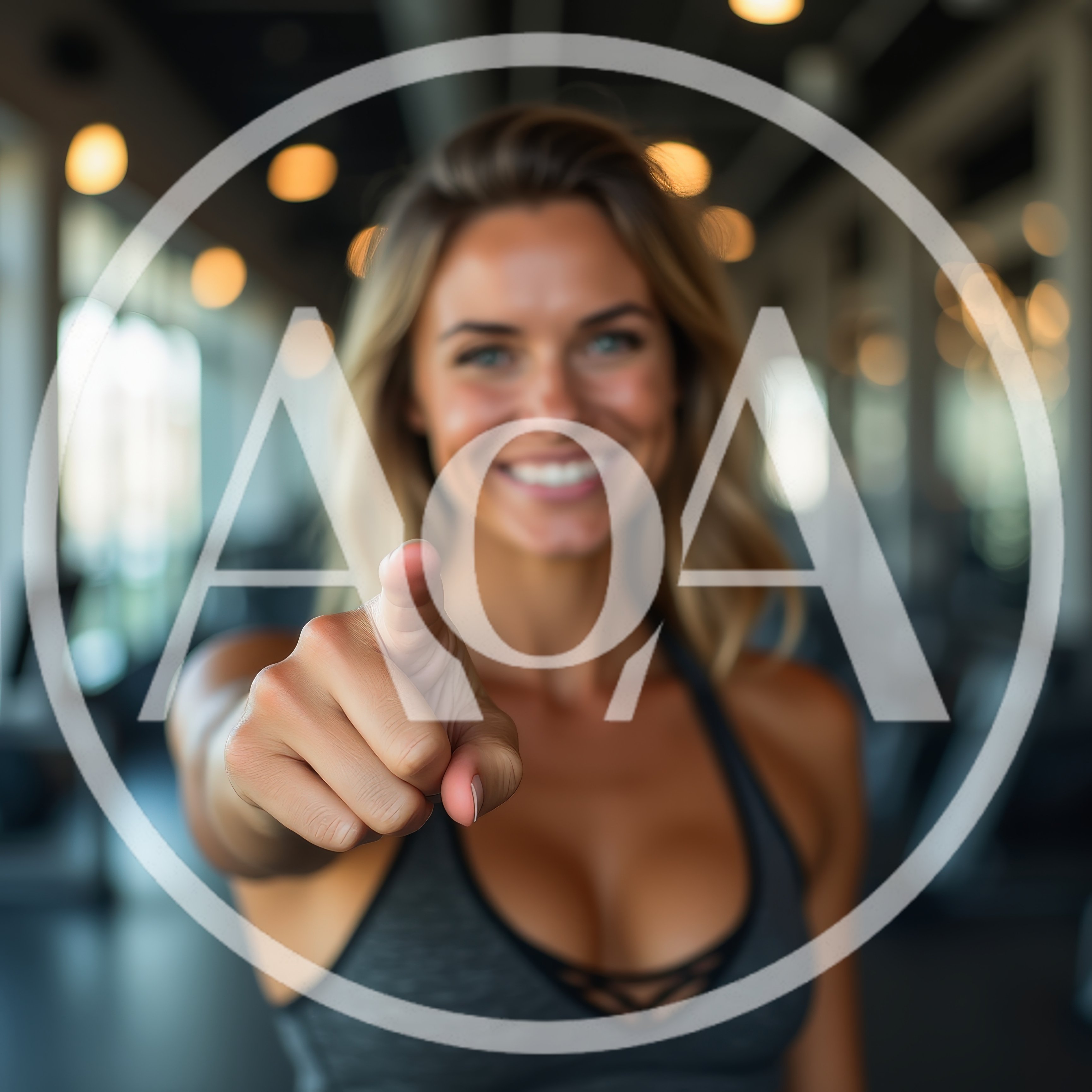 Fit Woman Pointing Directly At Camera In Gym