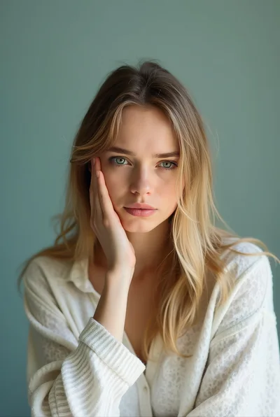Portrait Of A Young Blonde Woman With Natural Makeup