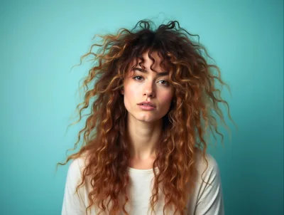 Portrait Of A Young Woman With Curly Red Hair