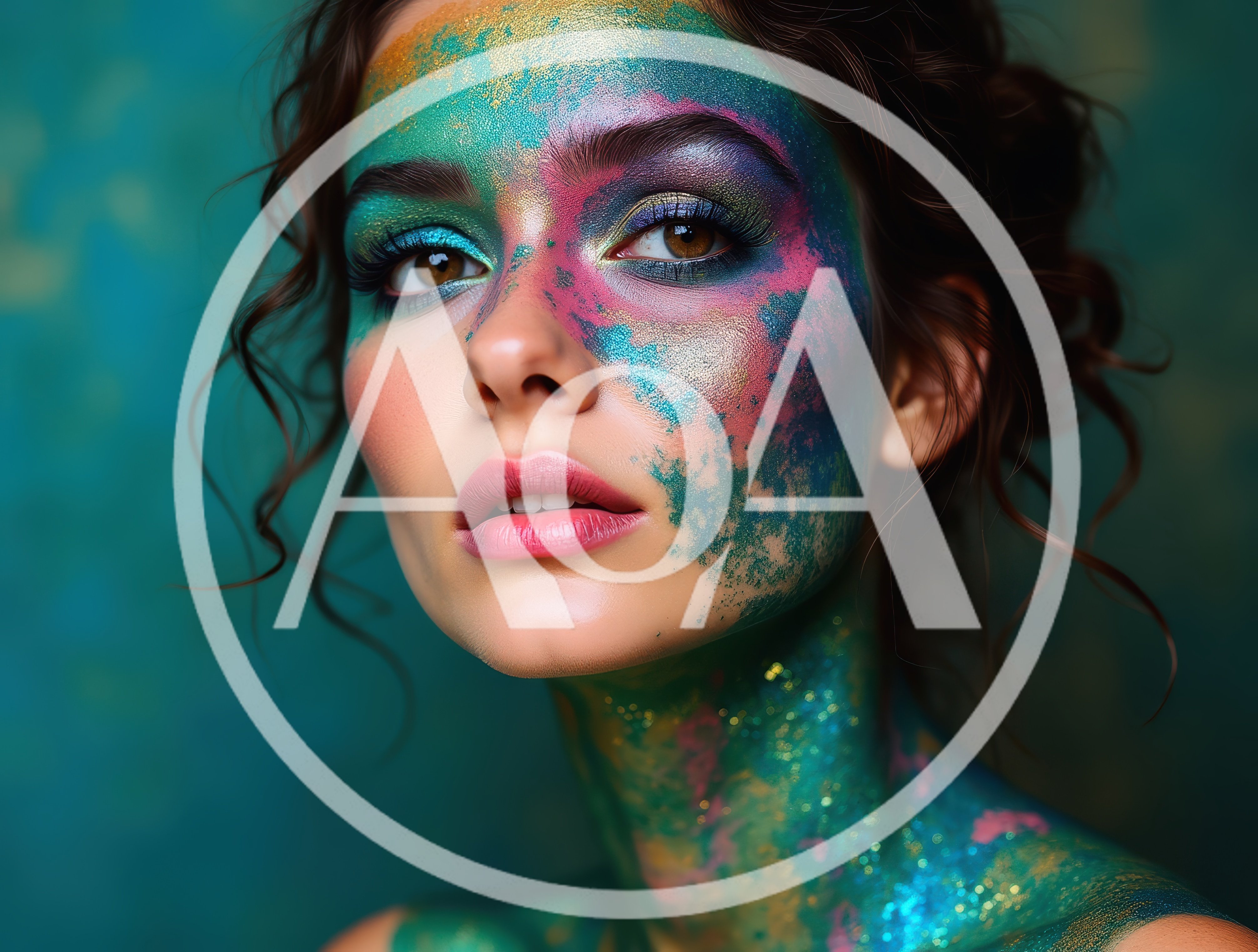 Portrait Of A Woman With Artistic Colorful Face Paint