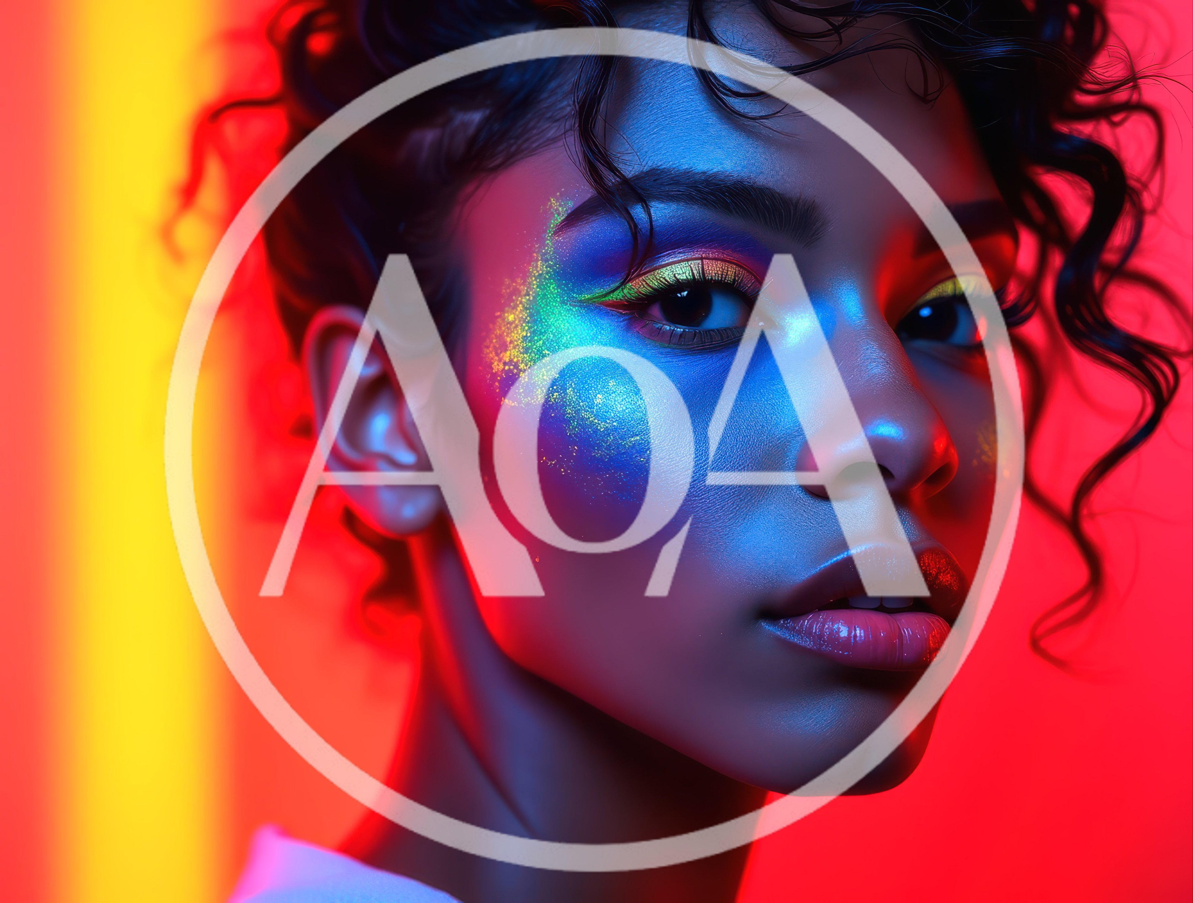 Portrait Of A Woman With Neon Makeup