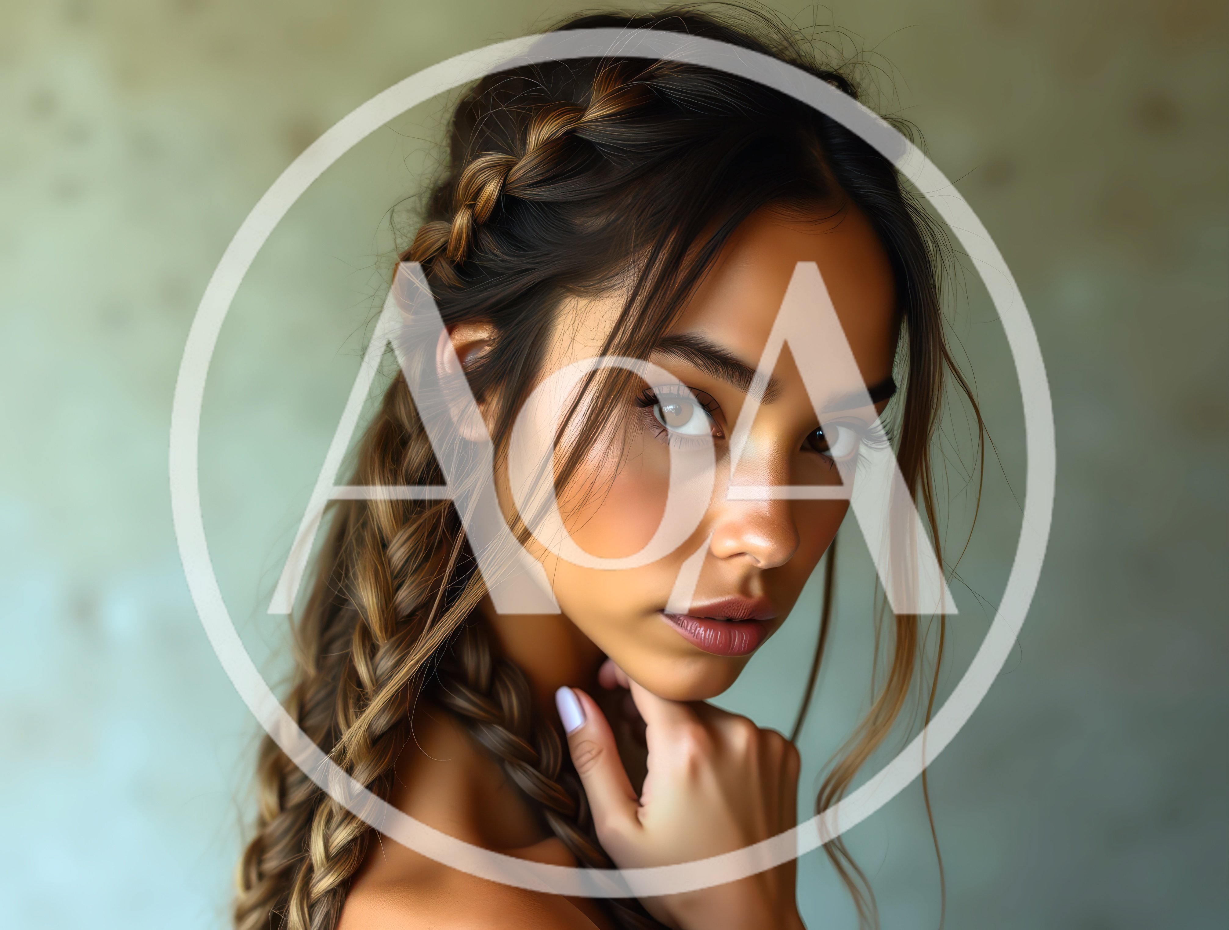 Portrait Of A Young Woman With Braided Hairstyle