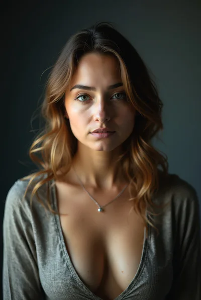 Portrait Of A Young Woman With Wavy Hair