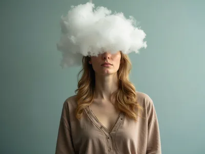 Woman With A Cloud Covering Her Eyes