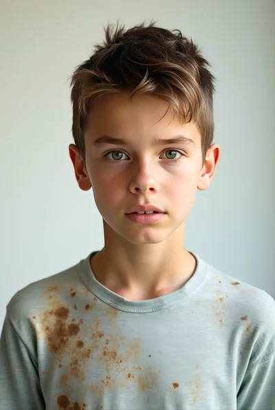Portrait Of A Young Boy With Stained Shirt
