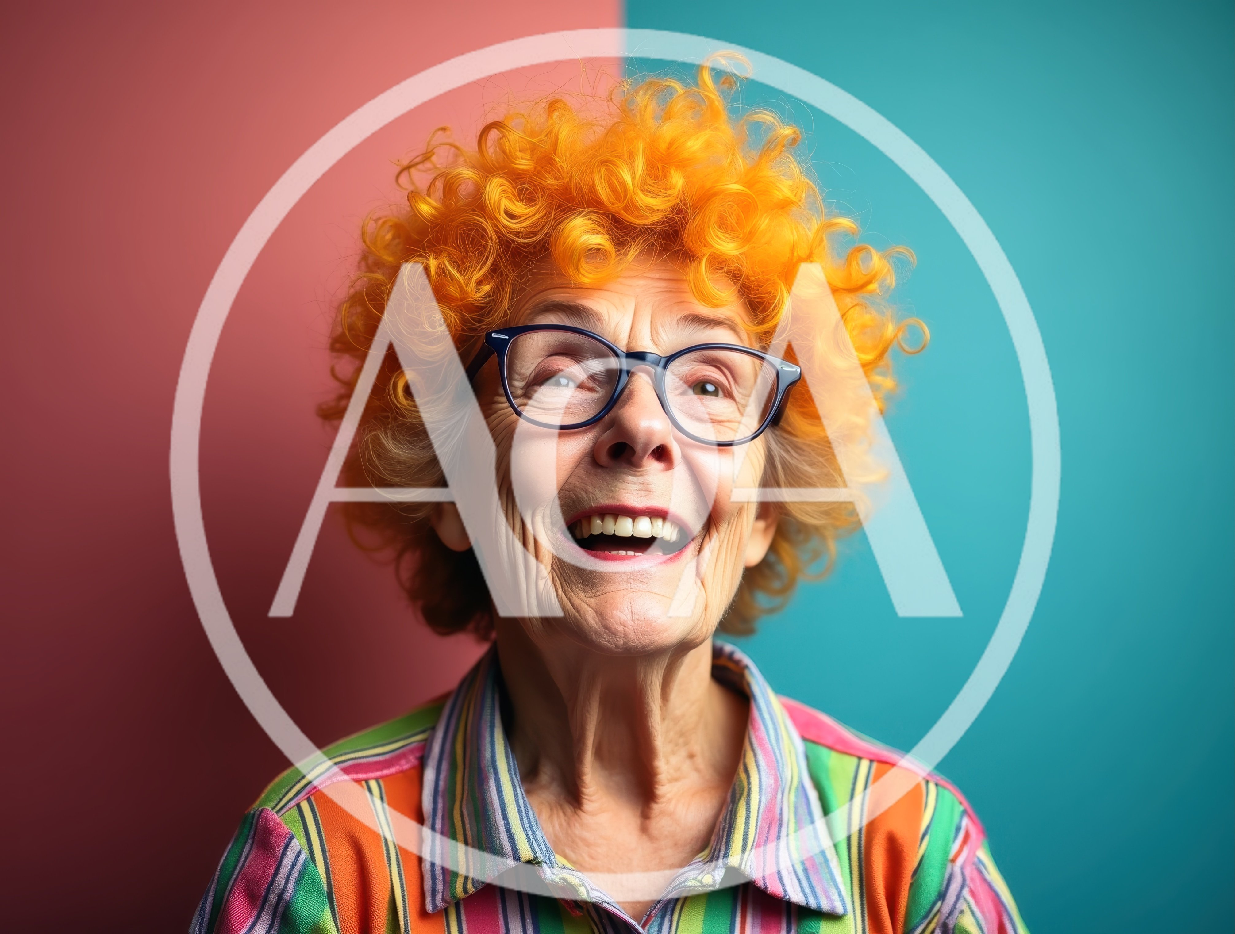 Portrait Of An Elderly Woman With Vibrant Orange Hair