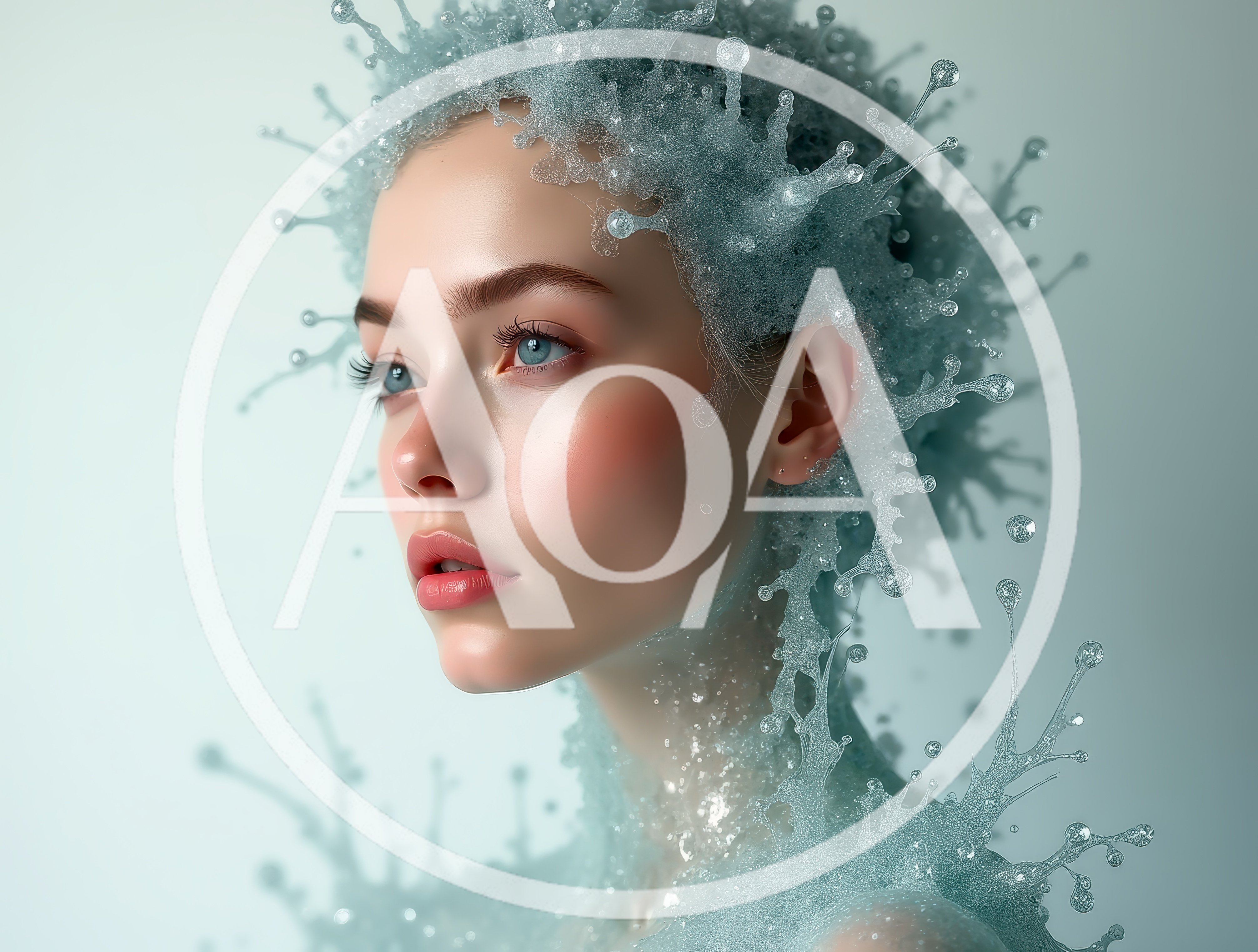 Portrait Of A Woman With Liquid Water Hair