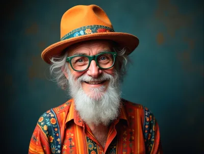 Portrait Of A Cheerful Elderly Man With A Beard