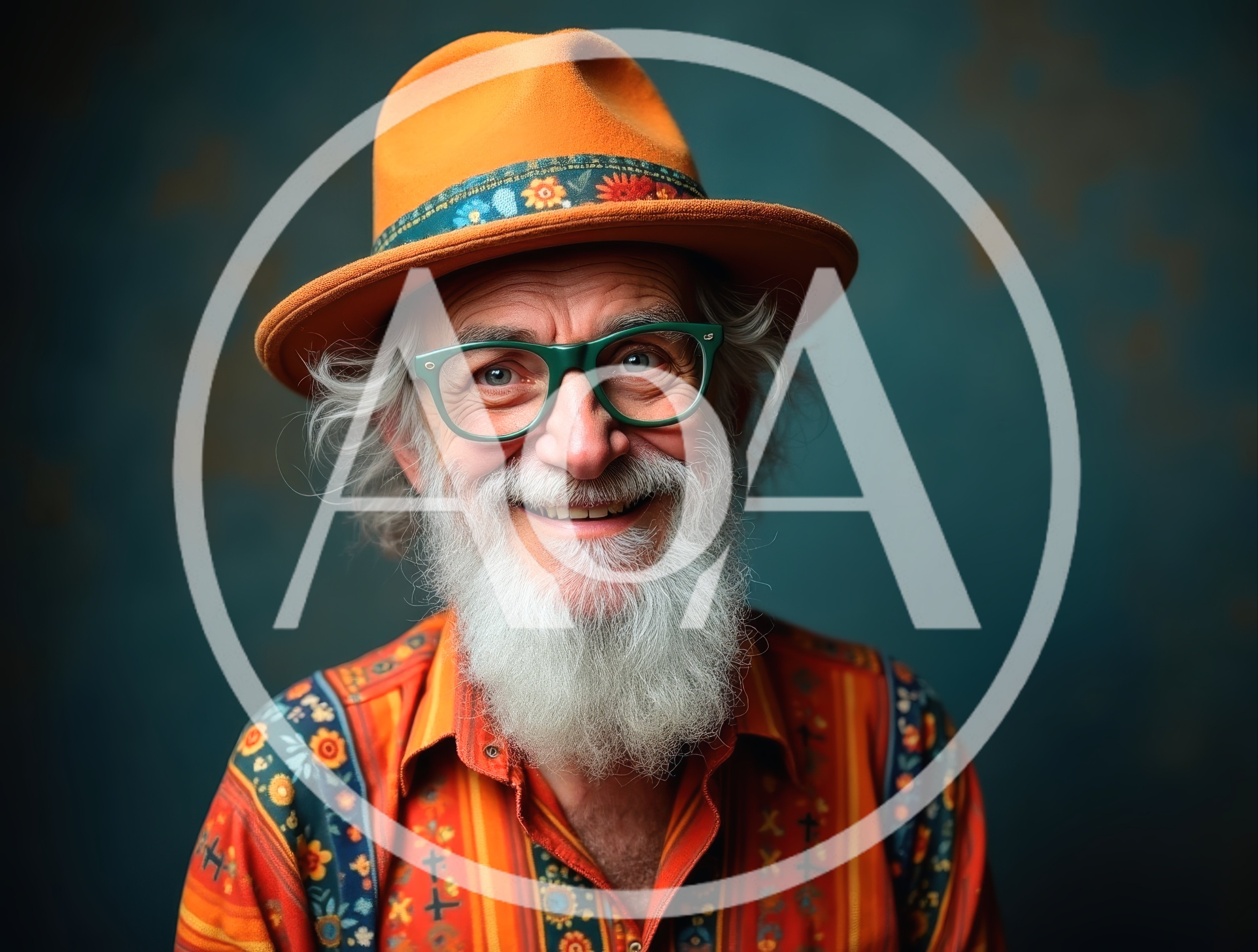 Portrait Of A Cheerful Elderly Man With A Beard