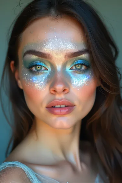 Portrait Of A Woman With Artistic Glitter Makeup