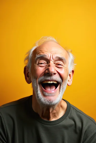 Portrait Of A Joyful Elderly Man Laughing