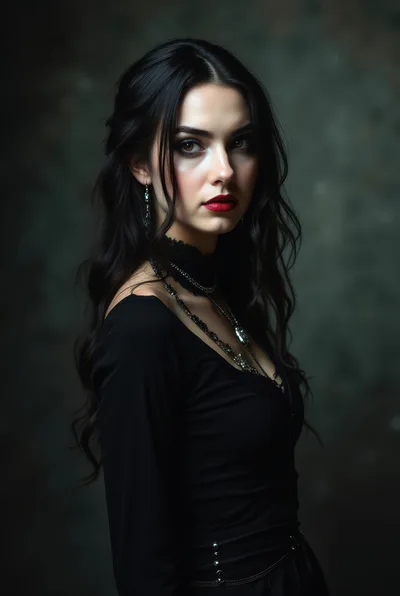 Portrait Of A Young Woman In Gothic Attire
