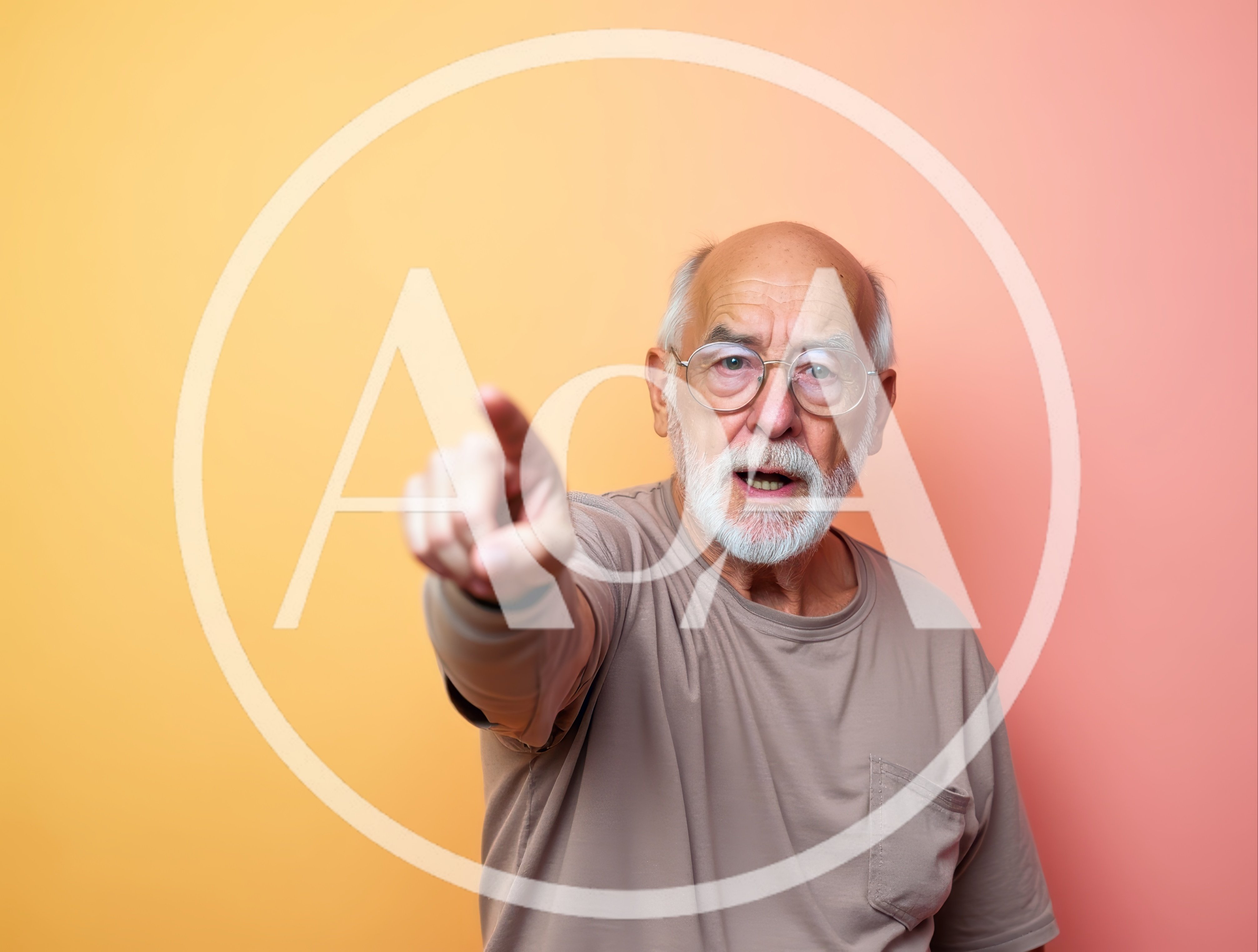 Senior Man Pointing Directly At Camera