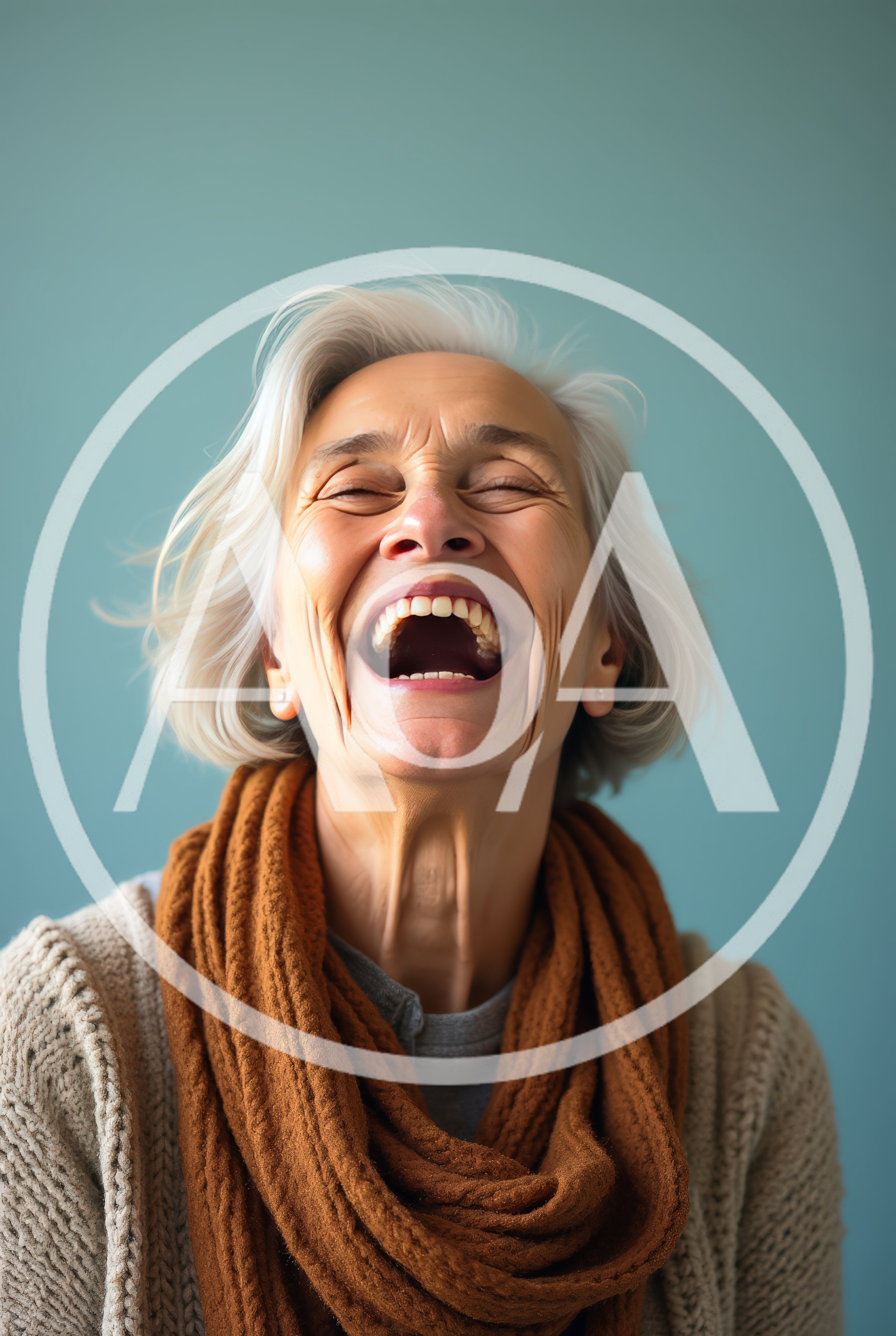 Joyful Senior Woman Laughing With Eyes Closed