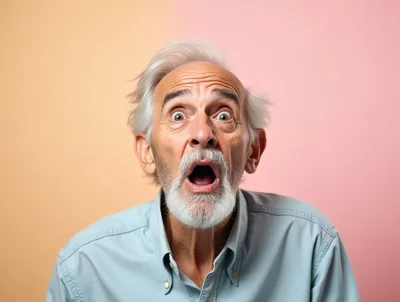 Surprised Senior Man With Open Mouth
