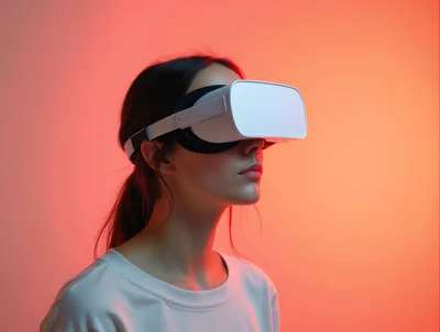 Young Woman Wearing Virtual Reality Headset