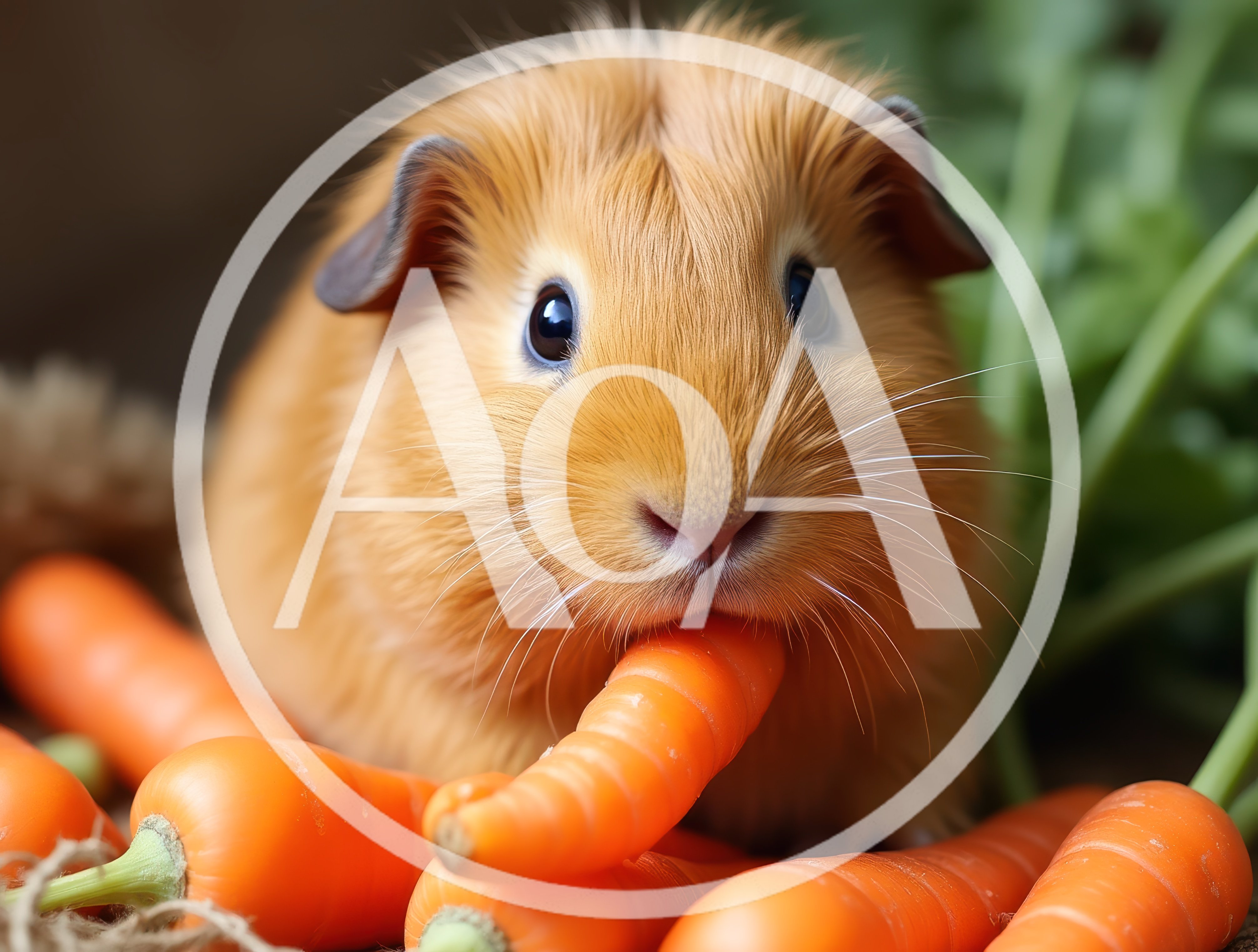 Cute Ginger Guinea Pig Eating Fresh Orange Carrot