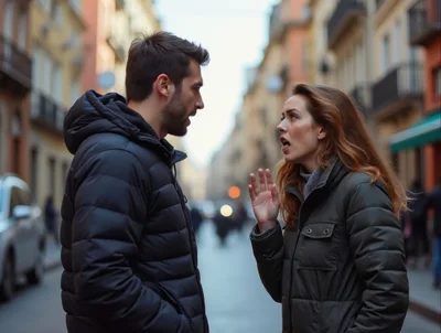 Couple Having An Intense Argument On A City Street