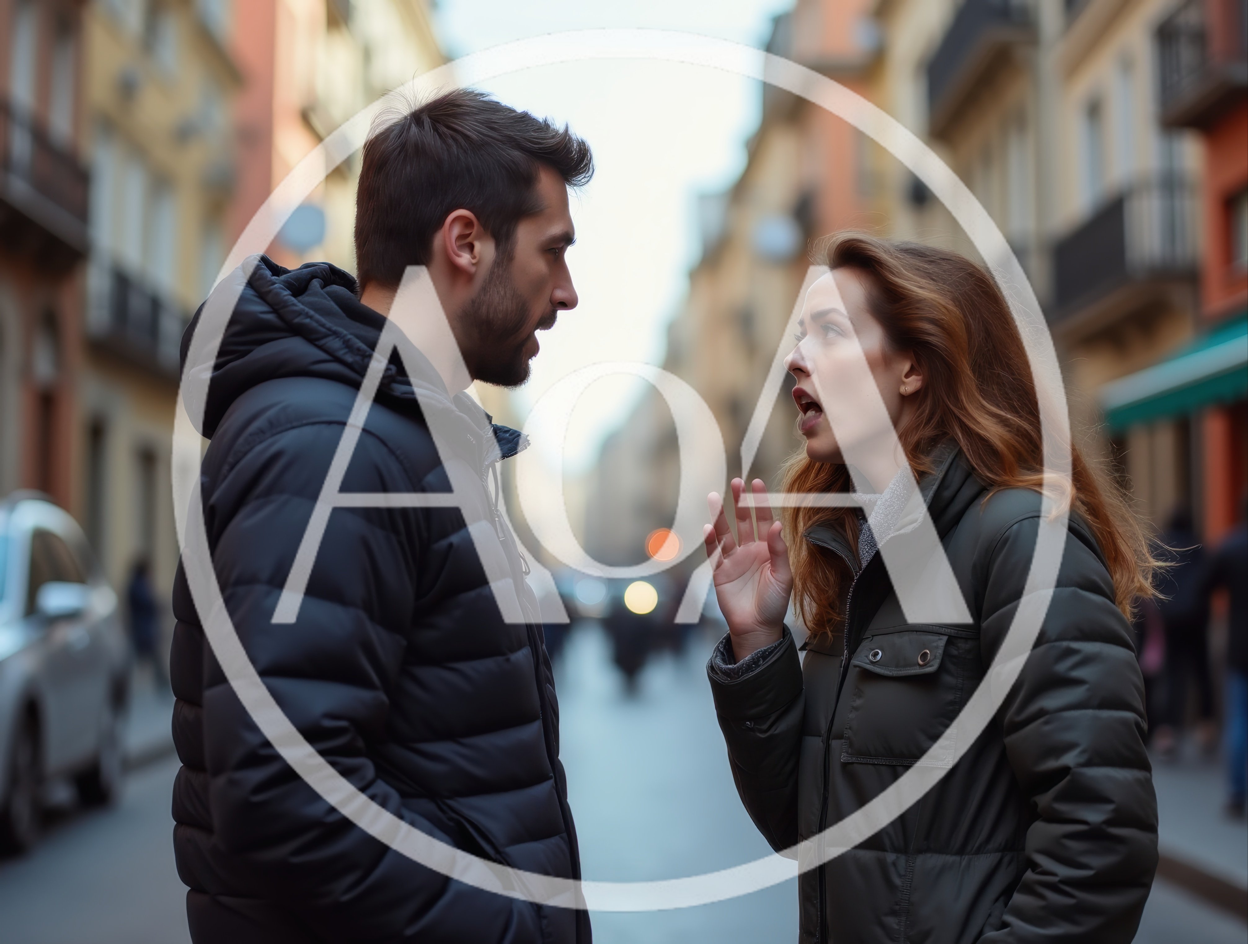 Couple Having An Intense Argument On A City Street