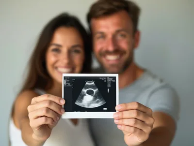 Happy Couple Holding Ultrasound Scan Image