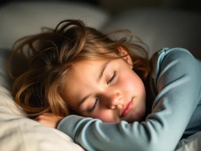 Cute little girl sleeping peacefully in bed, enjoying a restful