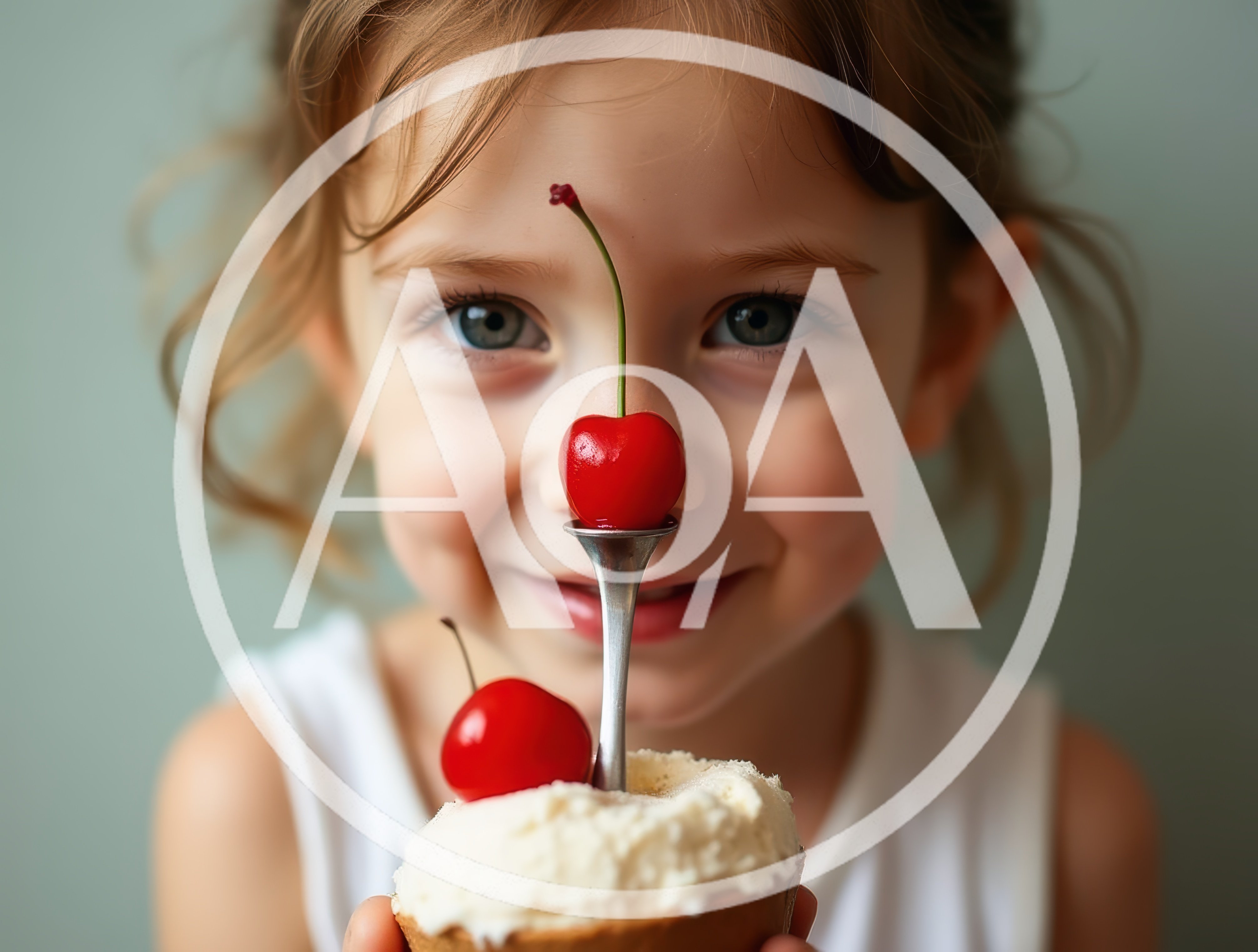 Young Girl Holding A Cherry Topped Dessert