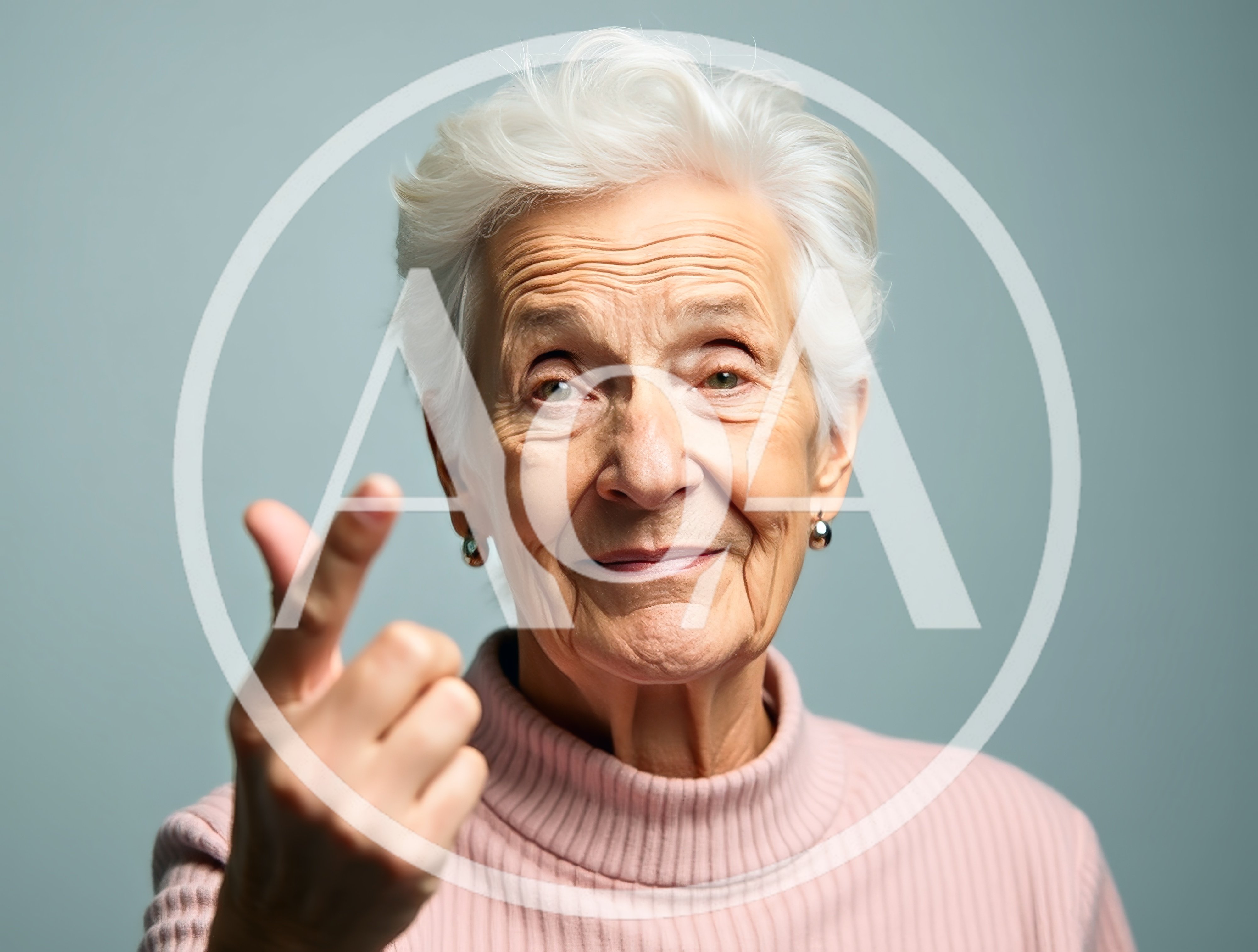 Elderly Woman Making A Finger Heart Gesture