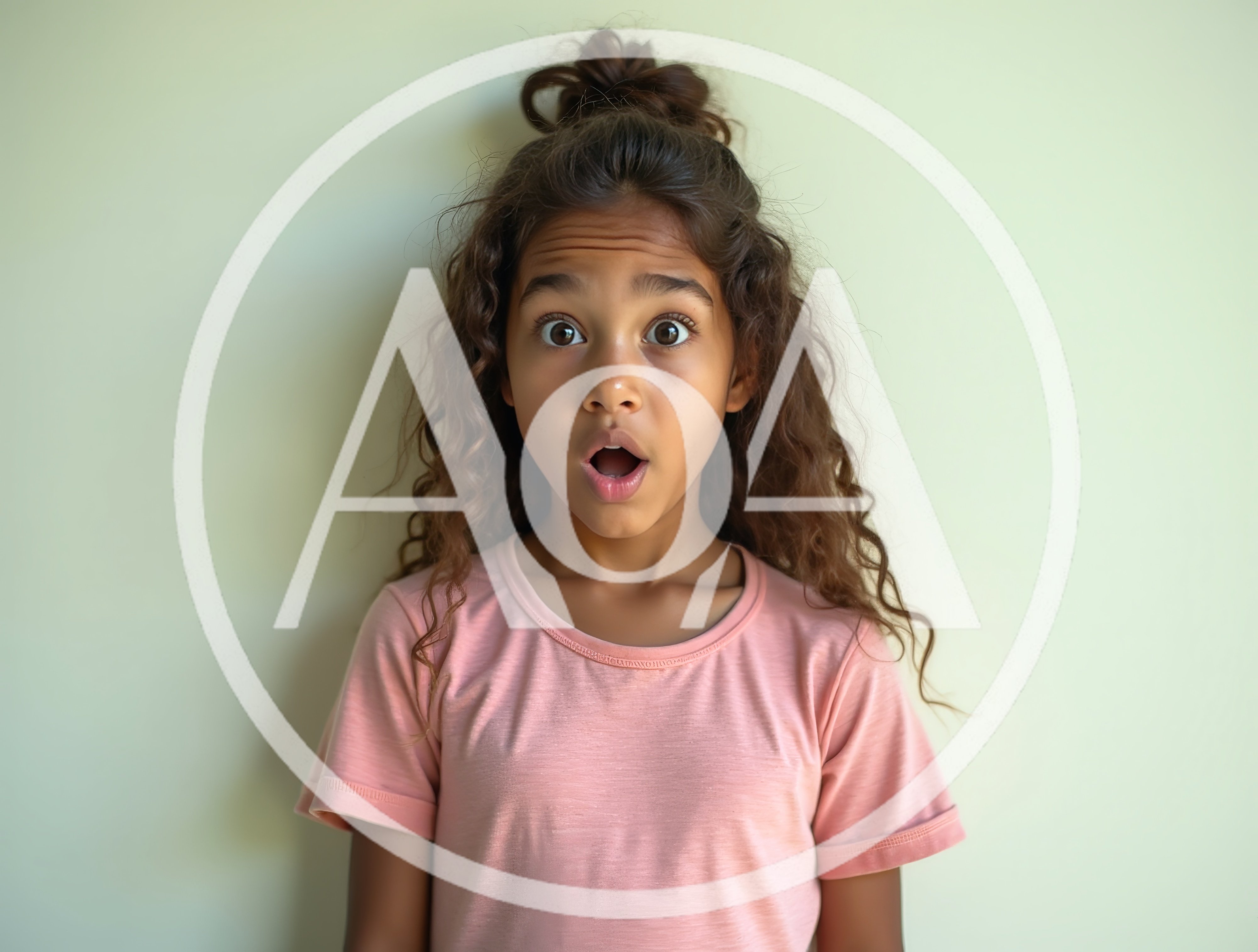 Surprised Young Girl With Curly Hair
