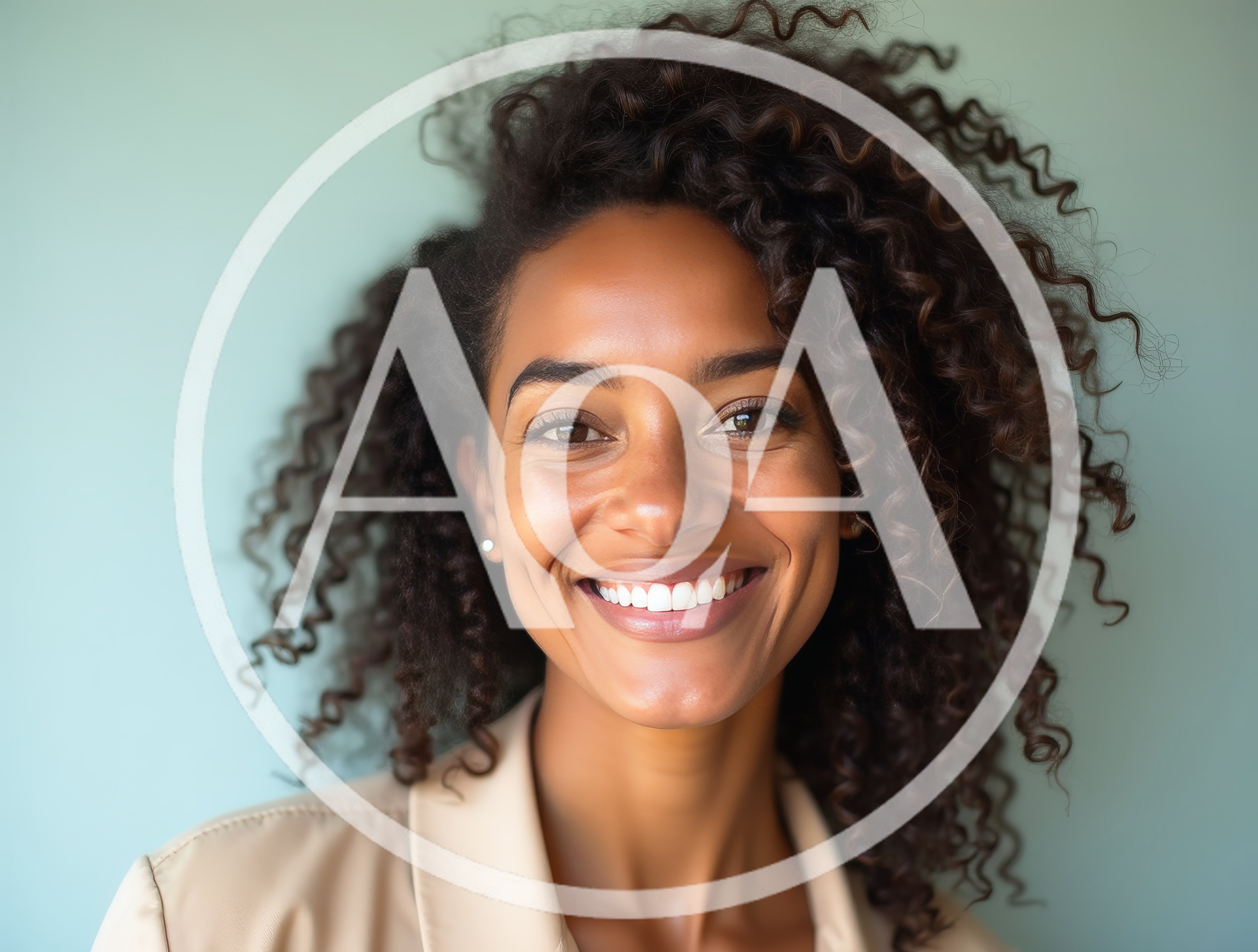 Portrait Of A Smiling Woman With Curly Hair