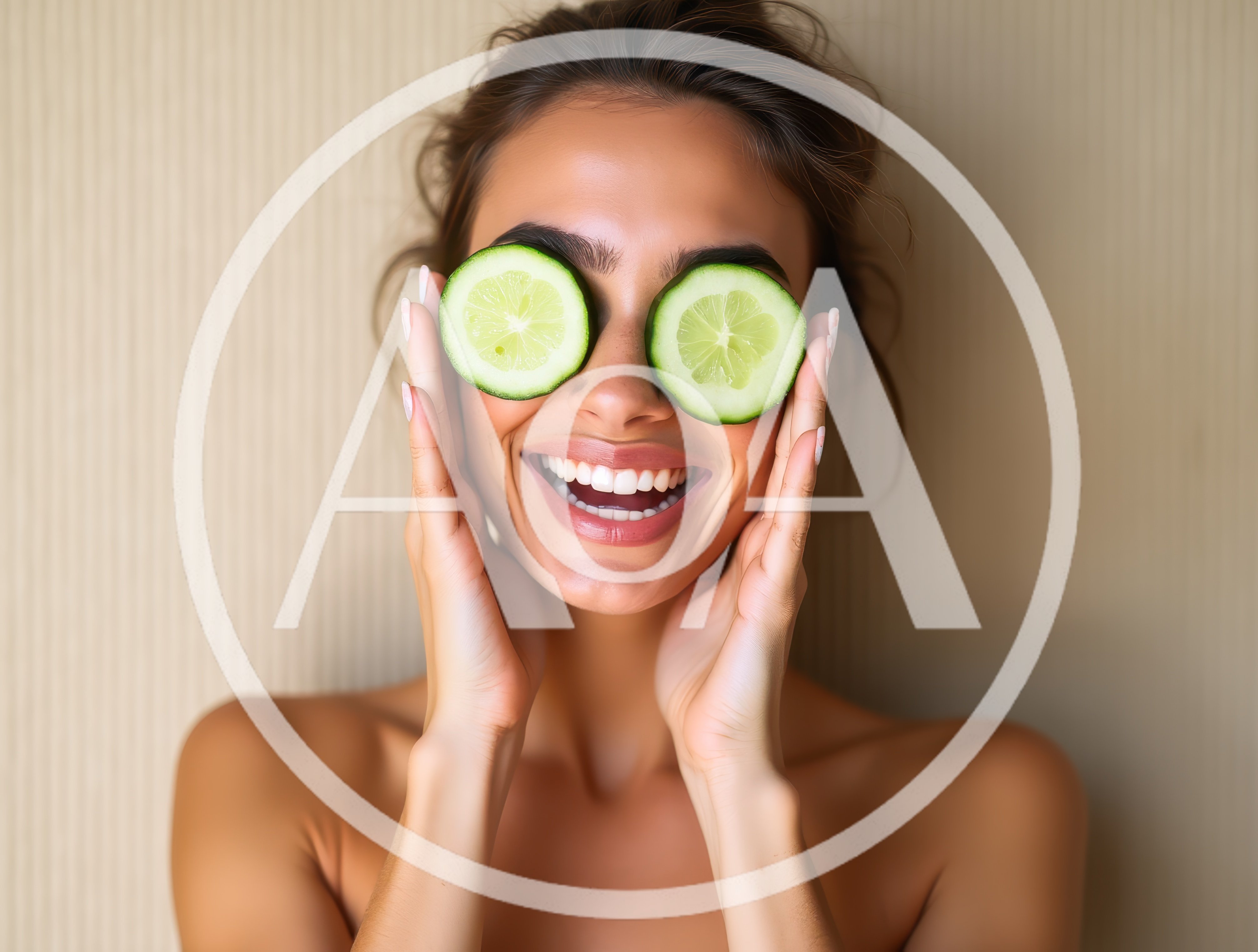 Young Woman With Cucumber Slices On Eyes