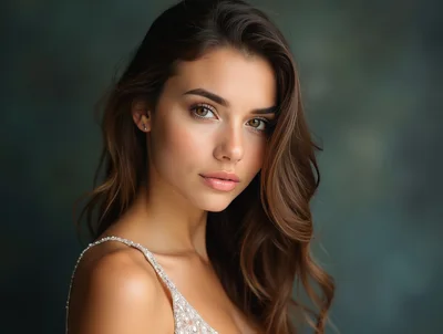 Portrait Of A Beautiful Young Woman With Wavy Hair