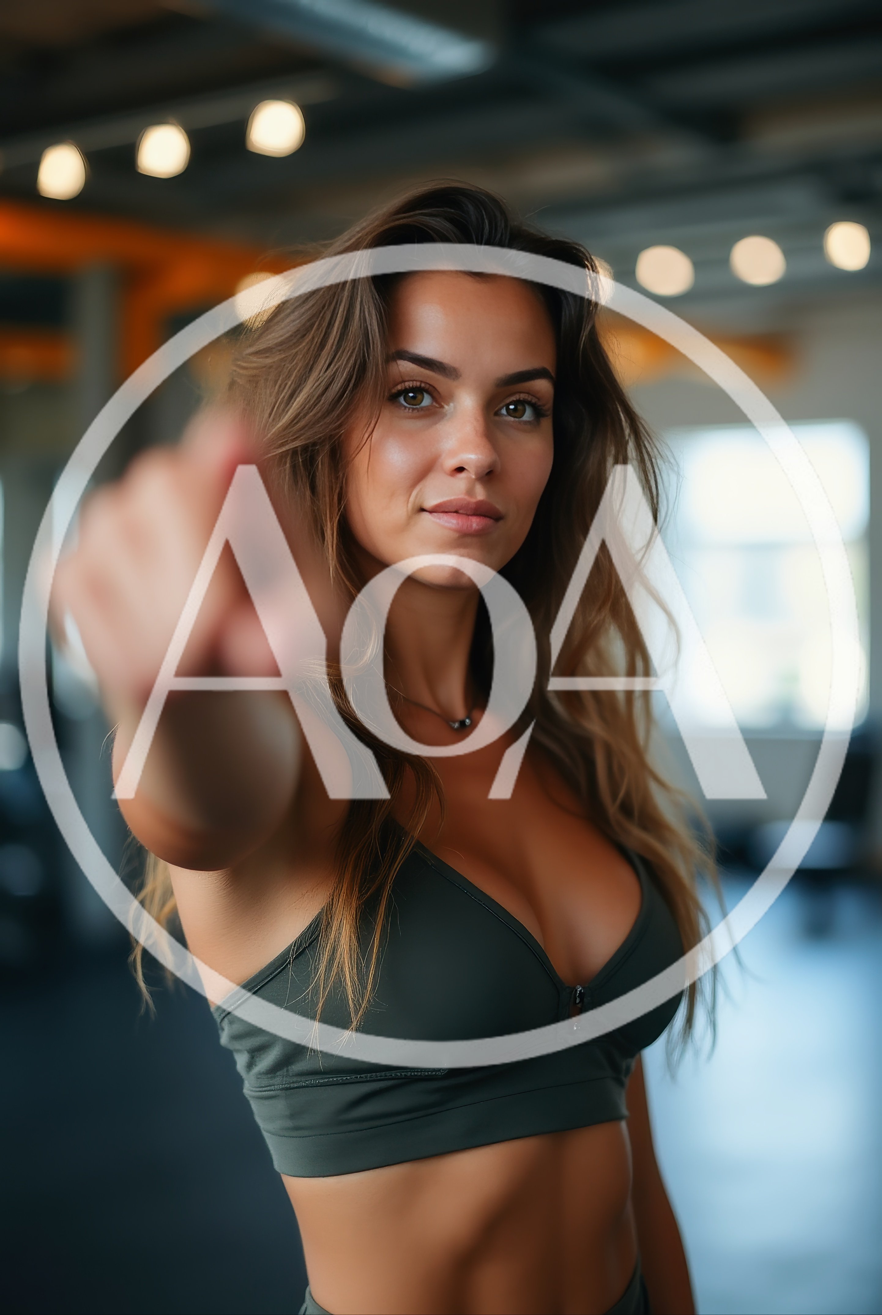 Fit Woman Pointing Directly At Camera In Gym