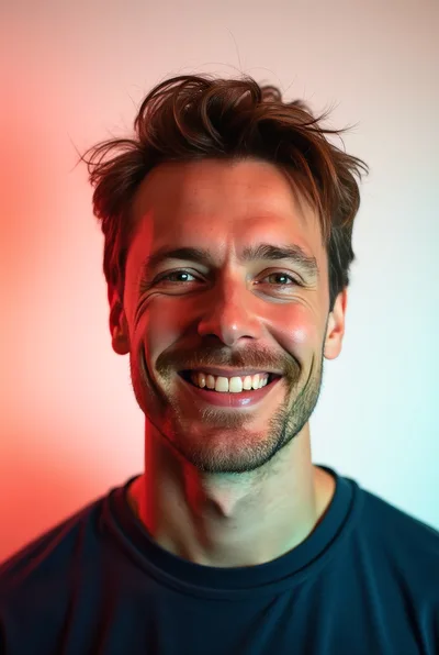 Portrait Of A Smiling Man With Messy Hair