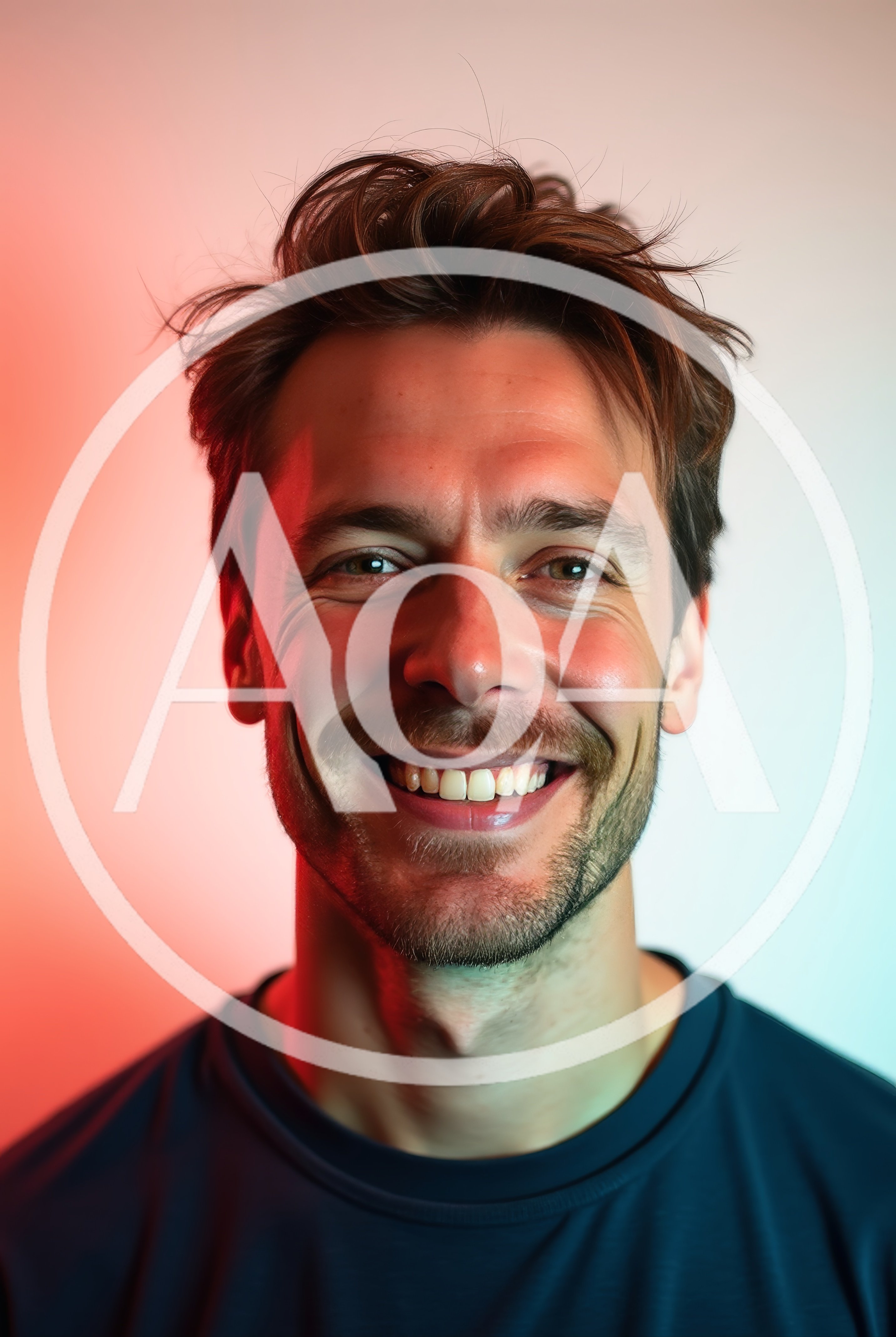 Portrait Of A Smiling Man With Messy Hair