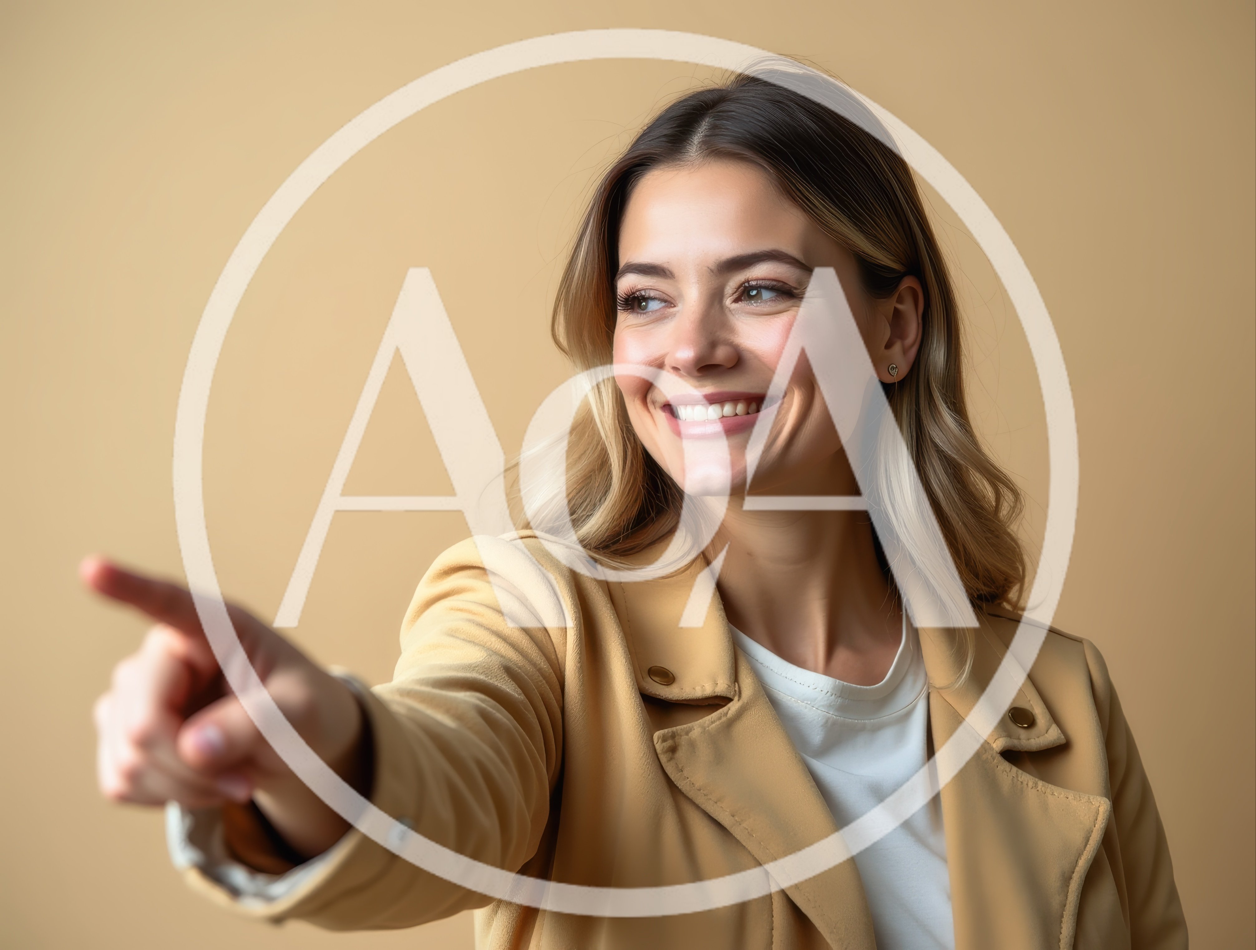 Smiling Woman Pointing To The Side