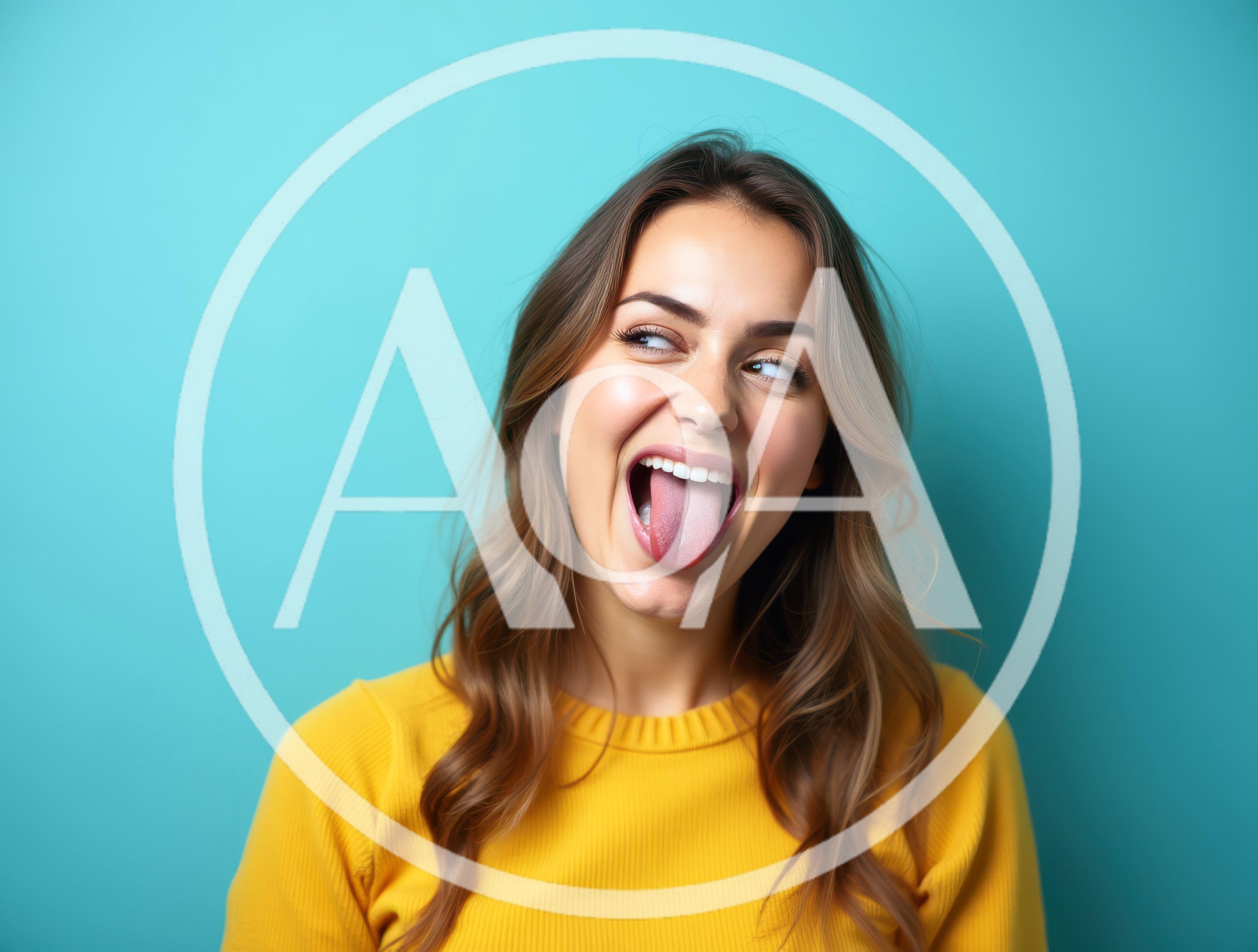 Young Woman Making A Silly Face Against Blue Background